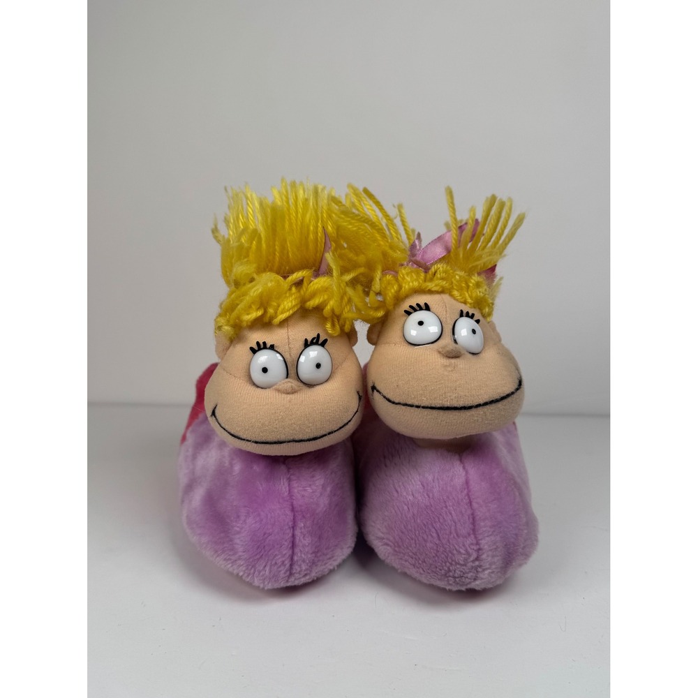 Rugrats Angelica Plush Slippers Retro Nickelodeon Viacom Girls Lg 9-10 VTG 90's